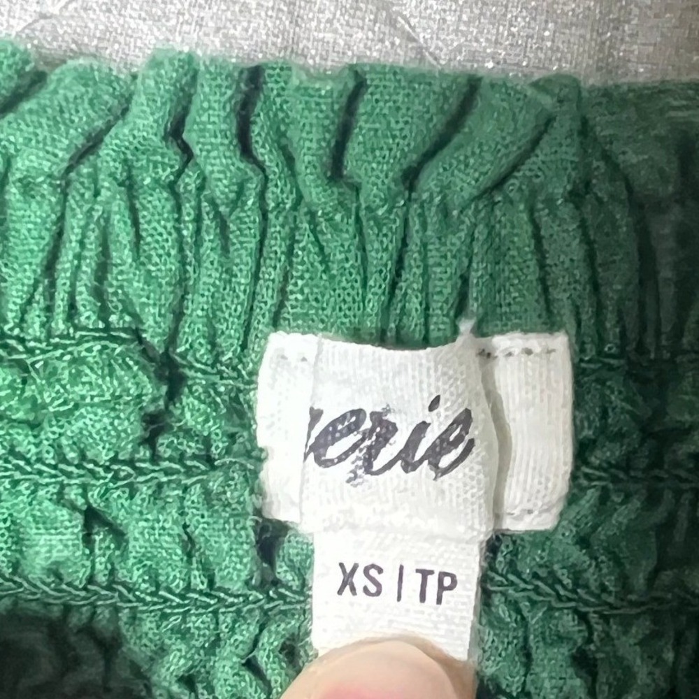 Aerie Green Linen Blend Strapless Maxi Dress Bow Front Smocked‎ Back XS - Picture 4 of 6